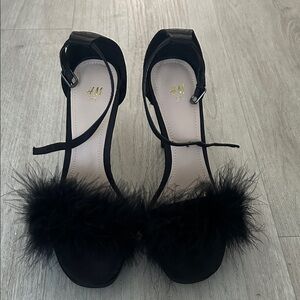 H&M Black Feathered Heels